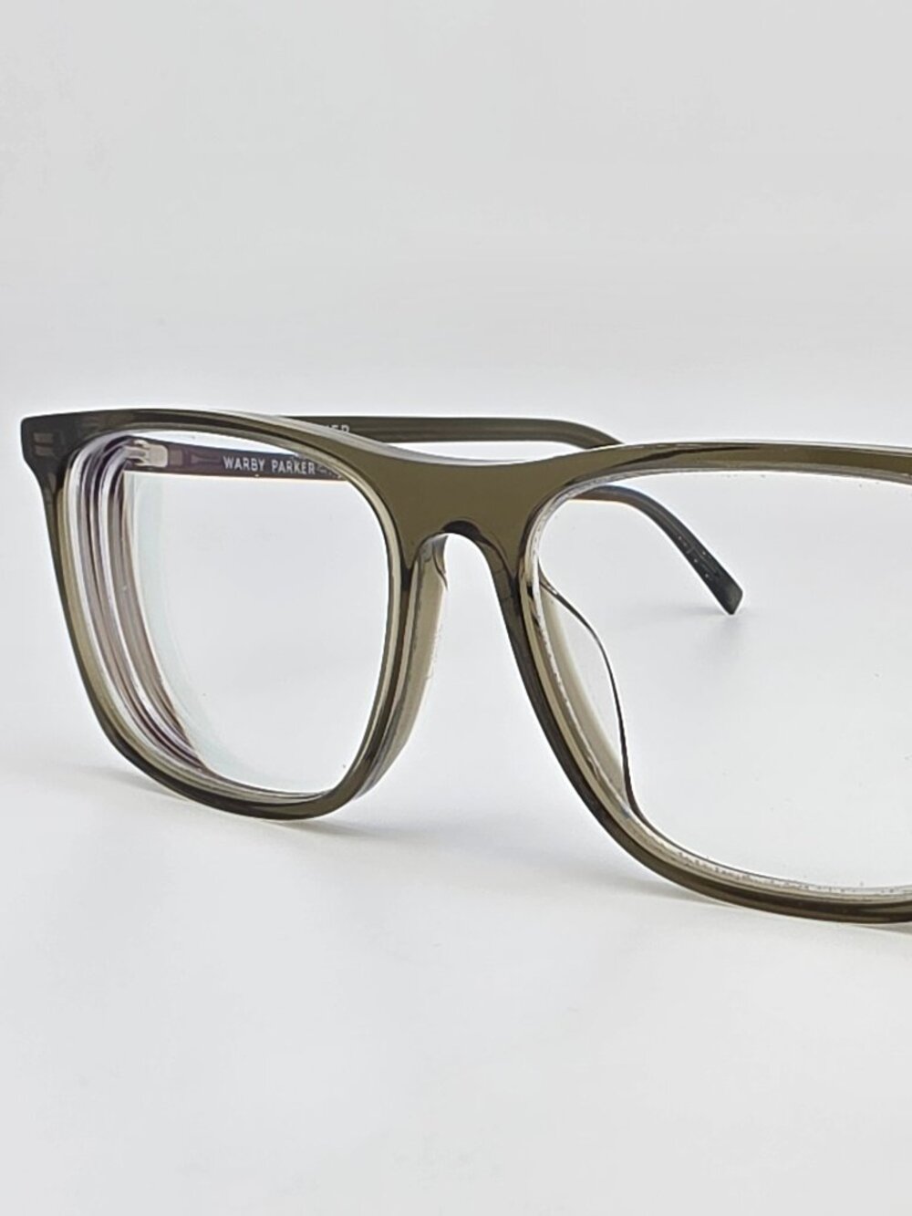 Warby Parker Fletcher M 719 Crystal Olive Green Eyeglasses Frame 55-15-145
